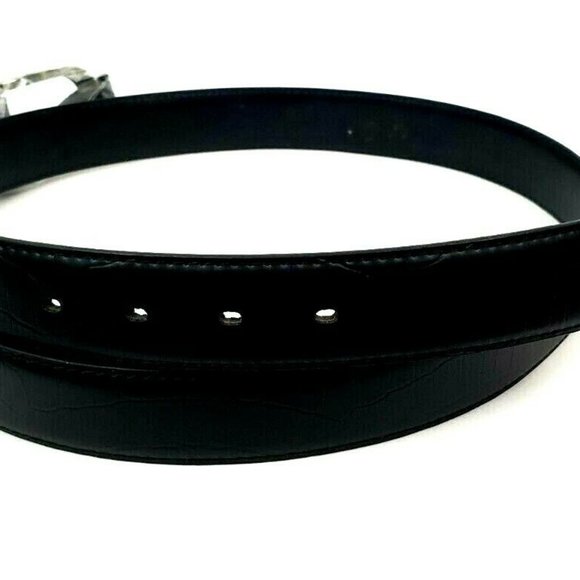 Men's Leather 1.25" Non Reversible Belt Black Croc - Picture 5 of 9